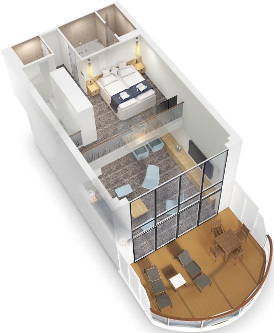 privatem Sonnendeck (20 m²), getrennter Wohn- und