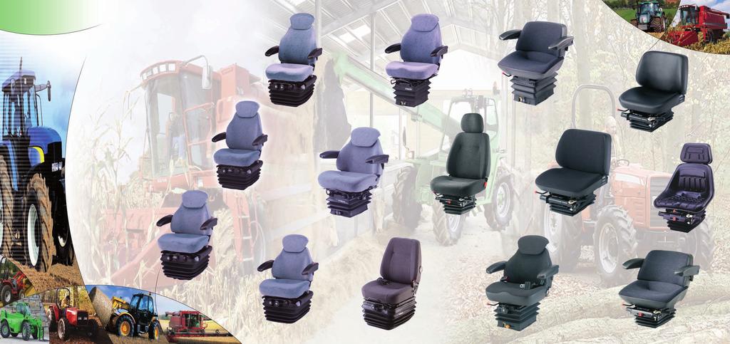 Sitze für Landmaschinen KAB Seating bietet Sitze mit Luftfederung und mechanischer Federung für folgende Anwendungen: Kleine landwirtschaftliche Traktoren Mittlere landwirtschaftliche Traktoren Große