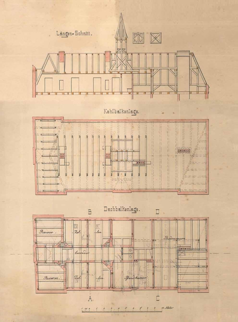 Abb. 20 Greifswald, Baderstraße 24. Planzeichnungen für das 1879 errichtete Polizeigefängnis.