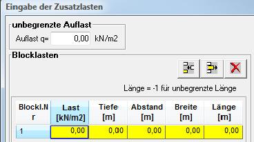 EDB Zusatzlasten Blocklasten werden durch den Abstand von der Wand, die "Breite" senkrecht zur Wand, die "Länge" parallel zur Wand und die Höhenlage ("Tiefe") beschrieben.