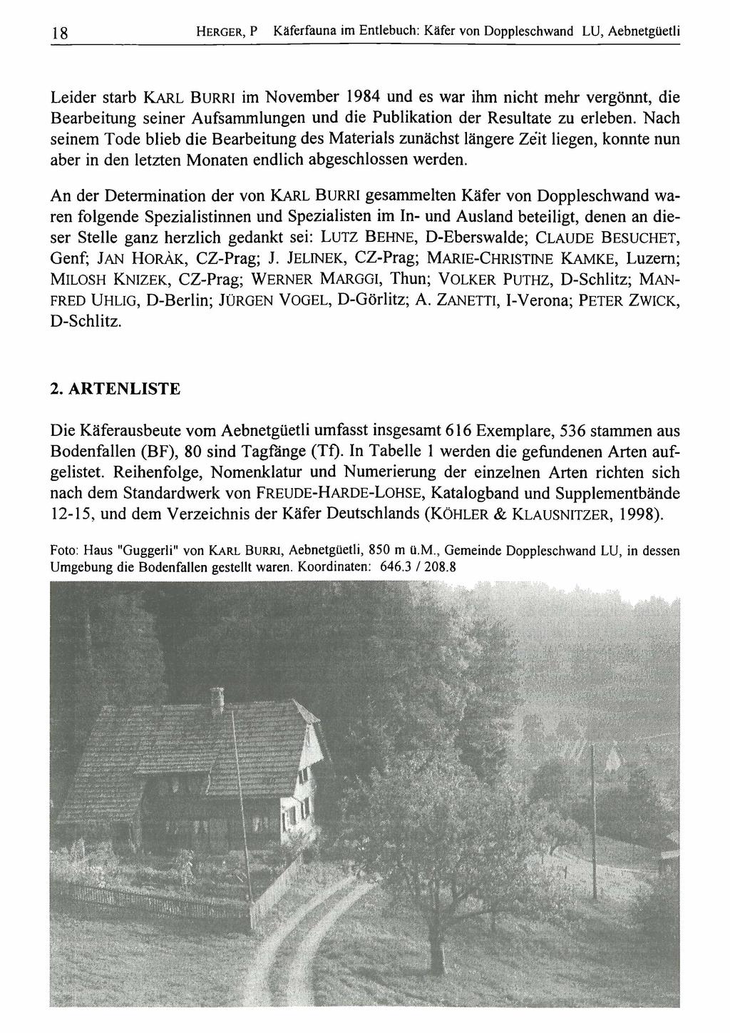 18 Natur-Museum Entomologischeim Gesellschaft Luzern; download H e r gluzern e r, Pund Käferfauna Entlebuch: Käfer vonwww.biologiezentrum.
