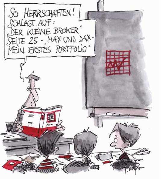 Karikatur: Thomas Plaßmann; Coverbild des GEW-Privatisierungsreports Nr.