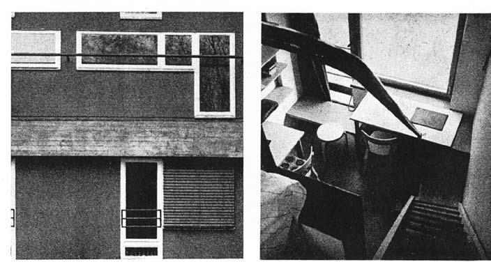 Ein wirkliches Gehäuse für junge Menschen 119 Abb. 62, 63, 64: Fassaden- sowie Innenansicht eines Doppelzimmers (oben) und der entsprechende Schnitt (unten).