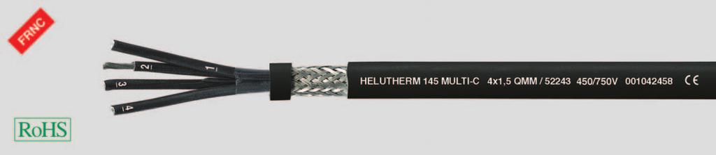 HELUTHERM 145 MULTI-C flexibel, vernetzt, halogenfrei, geschirmt, EMV-Vorzugstype Temperaturbeständige und halogenfreie Anschluss- und Steuerleitung bewegt -35 C bis +120 C fest verlegt -55 C bis
