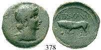 ss 360,- GALLIA BELGICA 378 Augustus, 27 v.-14 n.chr. Bronze 16 mm. 3,32 g. Kopf r.
