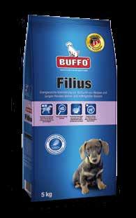 BUFFO FILIUS Mit BUFFO Filius entscheiden Sie sich für ein äußerst schmackhaftes und bekömmliches Alleinfutter, das speziell für die Aufzucht von Welpen und jungen Hunden kleiner und mittelgroßer