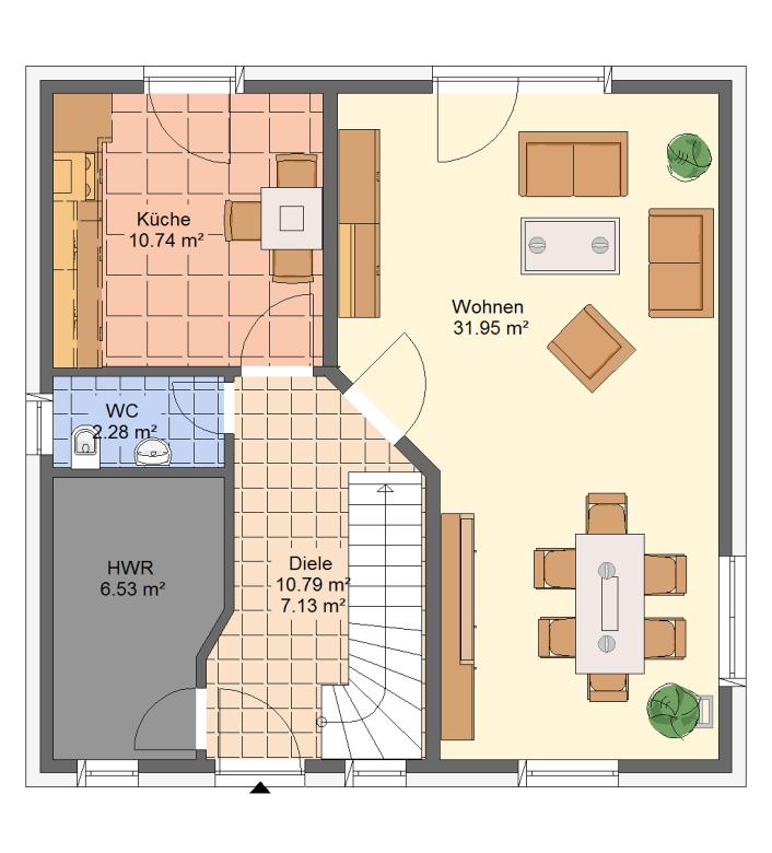 79 m² HWR 6.53 m² WC 2.28 m² Dachgeschoß Schlafen 14.32 m² Kind 1 15.