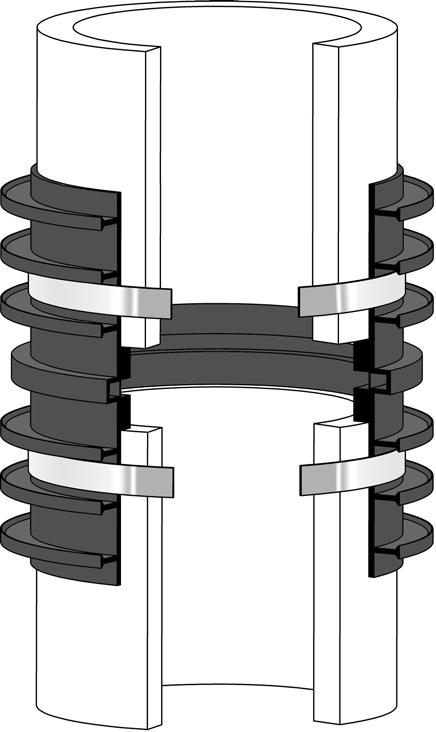 Maro Rohrabdichtungssystem Rohrmanschetten zur Fugenüberbrückung Funktionsbeschreibung Die Manschette wird nach dem vorgegebenen Rohraußendurchmesser gefertigt.