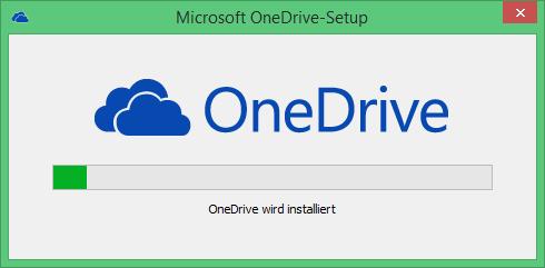 Die Installation für OneDrive wird gestartet.