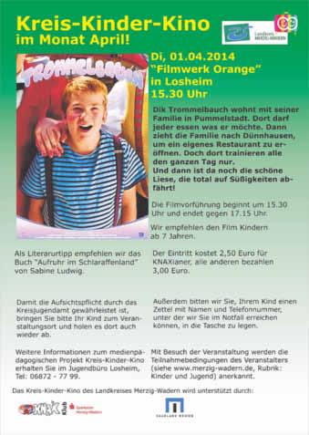 Amtl. Bekanntmachungsblatt der Gemeinde Losheim am See, Ausgabe 13/2014 11 Jugendinfo Theater der härteren Klangart e.v. Am 04. und 05.
