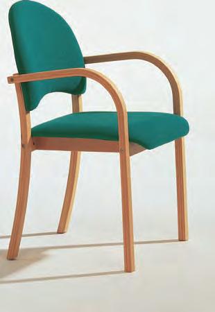 Ein Beispiel: Stuhl Kai, ein körpergerecht geformter Polsterstuhl mit Armlehne und halbrunder Rückenlehne.