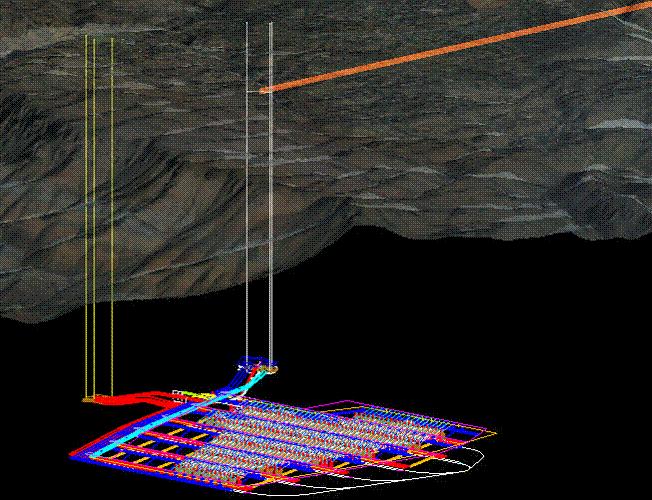 3 Resolution Copper Company (RCC), Arizona USA Konzept - Layout der Mine von RCC (Resolution Copper Company) bei Phoenix, Arizona USA. Am Projekt RCC hat Rio Tinto eine Mehrheitsbeteiligung.