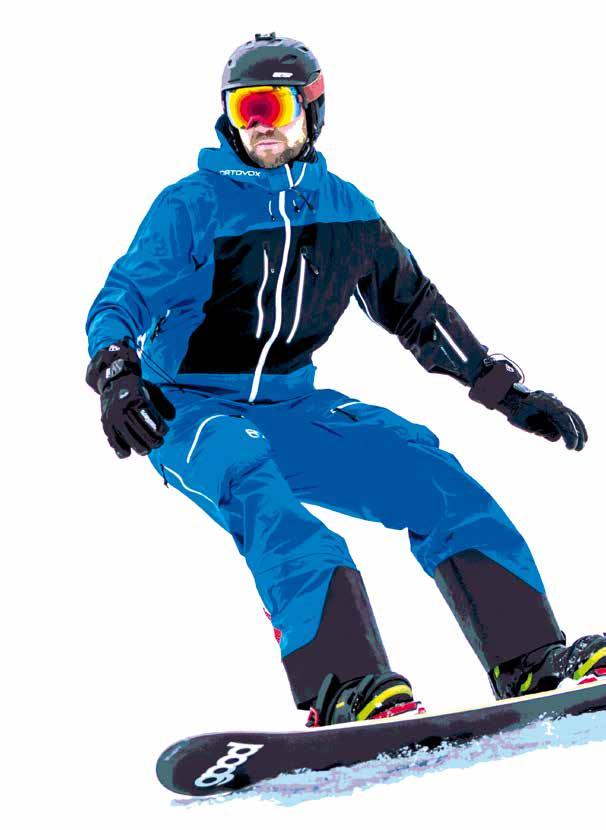 8 Kleidung und Ausrüstung Helm-Pflicht 9 Man trägt lockere Ski-Kleidung. Man benötigt auch spezielle Snowboard-Schuhe. Man sollte eine Ski-Brille tragen, die vor UV-Strahlung, Wind und Schnee schützt.