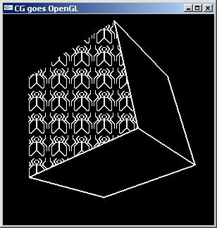 OpenGL: Punkte, Linien, Polygone Alternativ zur Einfarbigkeit (=default): Polygon-Musterung zwischen: glenable (GL_POLYGON_STIPPLE); und: gldisable(gl_polygon_stipple); bei: glpolygonmode(face,