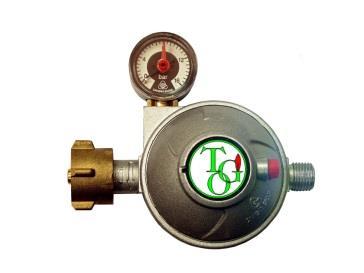 Anschlußgarnitur für Gasgeräte mit G 1/2"LH-KN x SRV 8mm Anschluß Anschlußgarnitur; 50mbar D-Regler +Schlauch ÜM 1/4"lks.