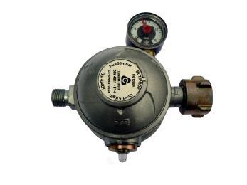 Anschlußgarnitur für Gasgeräte mit G 1/4"LH-KN Anschluß Anschlußgarnitur; 50mbar D-Regler + Schlauch-MD-PVC 1500mm mit Gewebeeinlage; G 1/4"LH-ÜM x G 1/4"LH-ÜM; Art.-Nr.