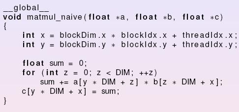 3.2.4 Fortgeschrittene CUDA-Programmierung Matrix-Multiplikation: naiver Algorithmus Zeit: 1.