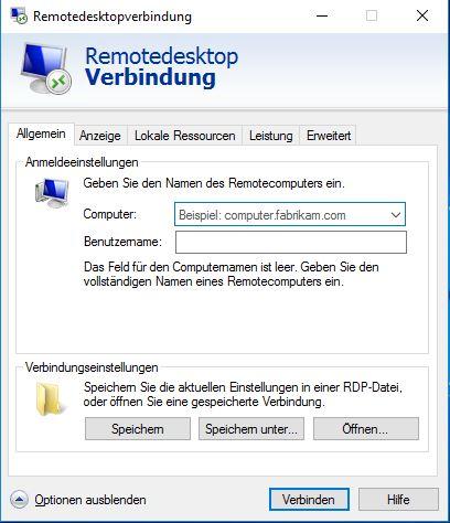 Wir müssen einen Benutzernamen eingeben welcher in Windows 10 auf PC2 auch existiert!