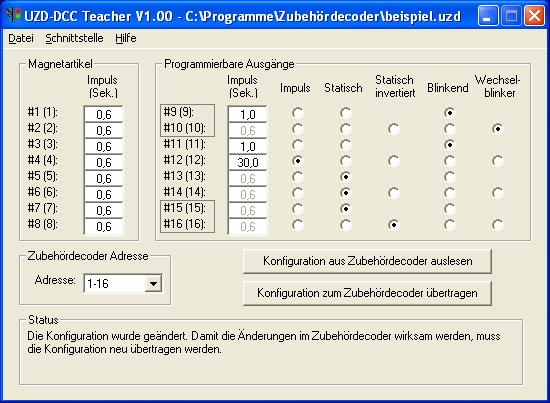 PC-Software Teacher Mir unserer Software Teacher kann der Zubehördecoder komfortabel über einen PC konfiguriert werden.