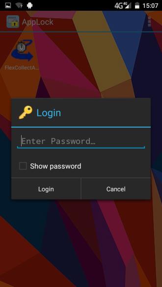 Vorsicht: Halten Sie Ihr Passwort irgendwo fest. Wenn das Passwort vergessen wird, muss das Gerät ins Werk geschickt werden. Hier können Sie mittels Eingabe des Passwortes ins AppLock-Menu einsteigen.