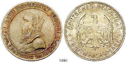 st 610,- 1482 5 Reichsmark  Vs. kl.
