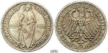 Lessing. J.335. kl.rdf., f.st 80,- 1497 3 Reichsmark 1929, A.