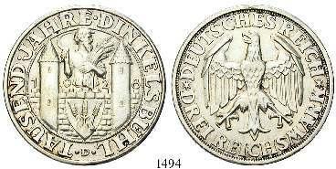 ss 55,- 1503 3 Reichsmark 1929, J. Lessing. J.335.
