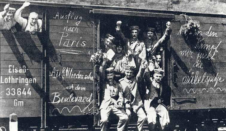 Begeisterte Rekruten in Berlin auf dem Weg an die Front 1914 Versagen des deutschen Bürgertums BPK ser Wilhelm II., der britische König George V. und Zar Nikolai II. sogar Cousins.