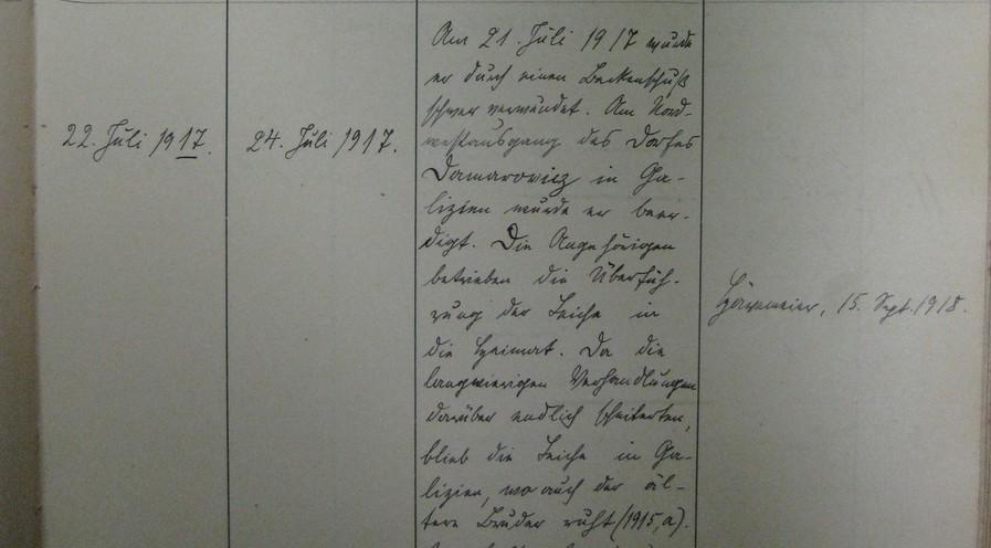 20.04.1917: Musketier Friedrich Wilhelm Hartmann, 20 Jahre alt. Todesursache: Er war im September voriges Jahr schon einmal verwundet und im November wieder ins Feld gerückt. Am 19.