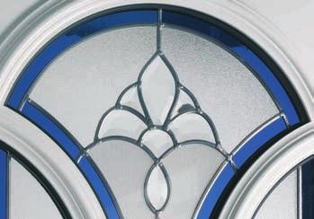 350, Isolier-Bleiverglasung mit Facetten, Rand in blau, Basisglas