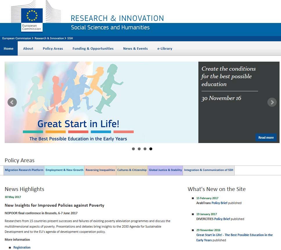 Webseite der EU-Kommission zur Forschungsförderung in den