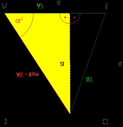 Lösung Aufgabe P5: 1. Berechnung der Strecke : Sinusfunktion im gelben Teildreieck AEF Seiten tauschen 2.