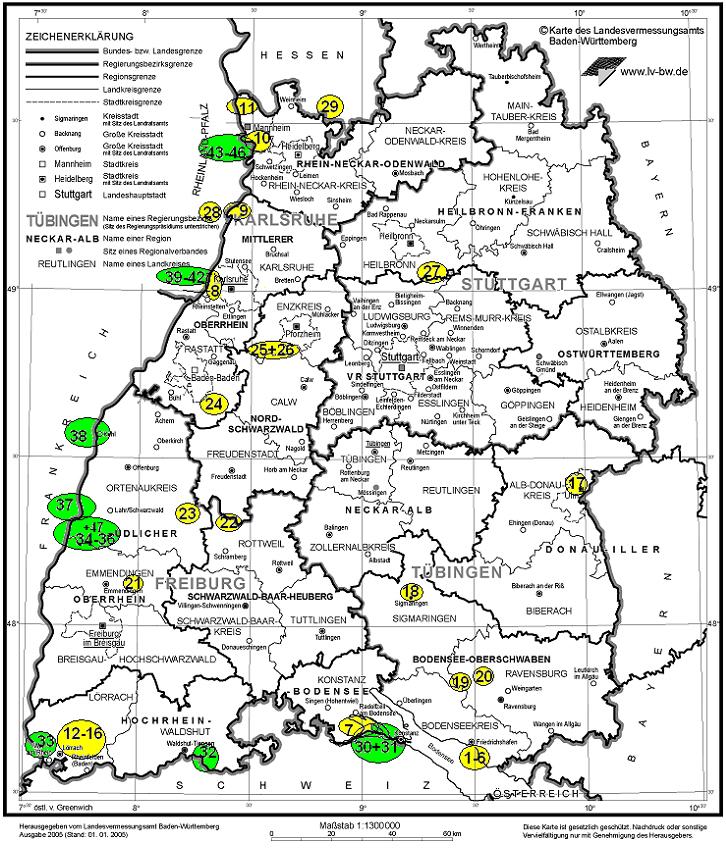 (Grundlage: Kreiskarte von Baden-Württemberg 1:1300 00 - Landesamt für Geoinformation und