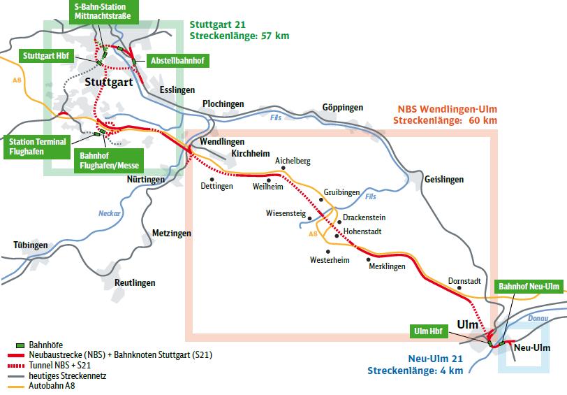 Bahnprojekt Stuttgart Ulm: Das Gesamtprojekt in der Übersicht Das Bahnprojekt Stuttgart Ulm besteht aus zwei Teilprojekten: Stuttgart 21