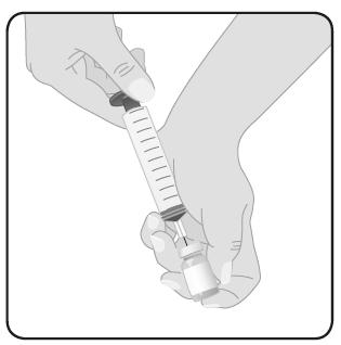 eine Transfervorrichtung oder Nadel mit Hilfe steriler Techniken an einer sterilen Spritze an.