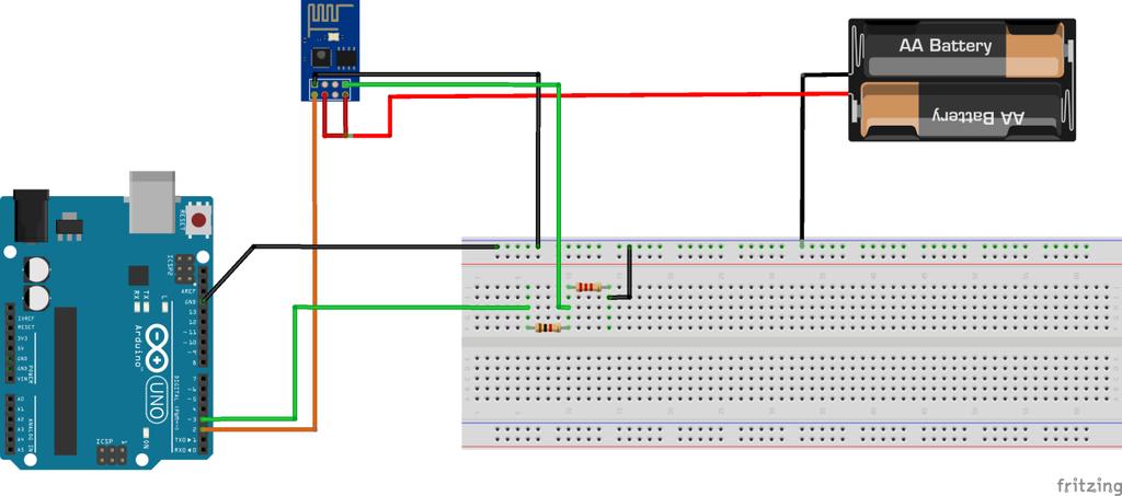 Umsetzung - Hardware Kommunikation zwischen ESP8266 und Arduino UNO R3