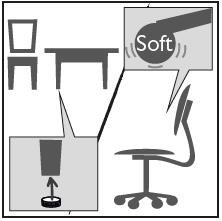 Bei Bürostühlen oder auf Rollen beweglichen Gegenständen achten Sie auf den Einsatz geeigneter weicher Stuhl- bzw. Möbelrollen (Typ W).