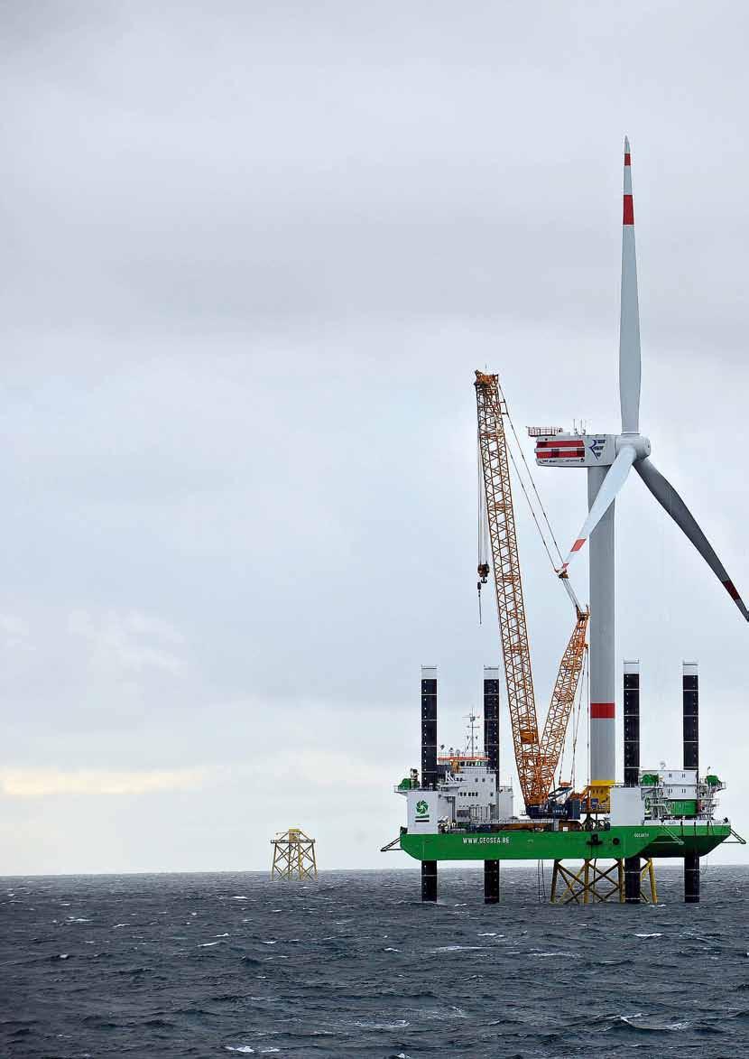Erste Anlage für Offshore-Wind Es tut sich etwas vor der Küste Borkums: Während 100 km nordwestlich im Offshore Windpark BARD Offshore 1 bis Ende