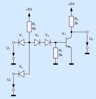 RTL, TL, TTL, OC, CMOS,... Schaltungstechnische Realisierung: iode-transistor-logic (TL) NN geringere Störanfälligkeit vgl.