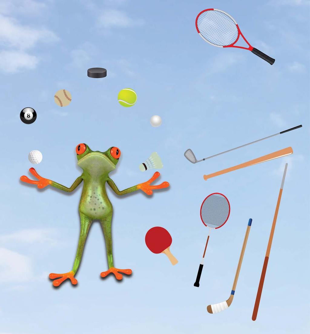Kids und Co. 1 L D R A B Golf, Billard, Baseball, Eishockey, Tennis, Tischtennis oder Federball? Für welches Spiel entscheidet sich der kleine Frosch?