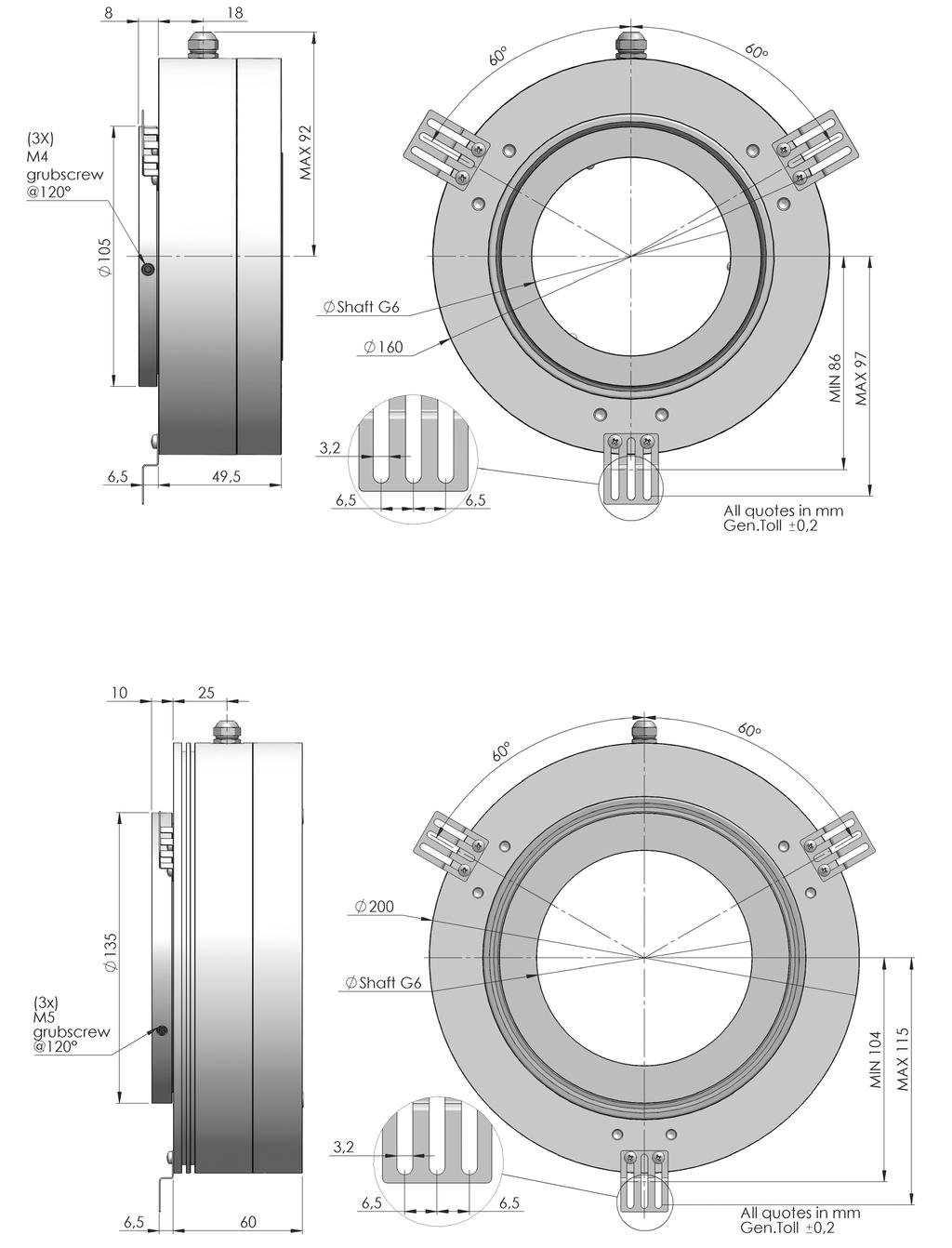 Flange 8 Flange 4 PZR : Ø160mm