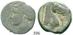 ss 110,- SPANIEN, OBULCO 402 AE-As 150-50 v.chr. 24,23 g. Weiblicher Kopf r.