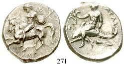 ITALIEN-KALABRIEN, TARAS (TARENT) 271 Didrachme um 250 v.chr. 7,84 g. Reiter l.