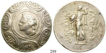 Kopf des Herakles r. mit Löwenfell / Thronender Zeus l., hält Adler; Beizeichen Eule und Monogramm. Price 1965. Kratzer auf Vs.