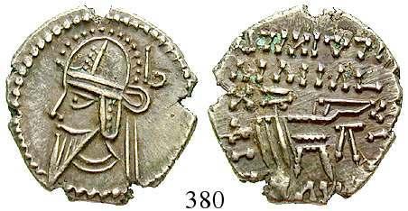 ssvz/ss 150,- BAKTRIEN UND INDIEN, KUSCHAN 388 Huvishka, 152-192 Bronze 152-192. Herrscher lagert l.