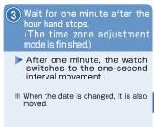 Betätigen Sie den Drücker, um den Sekundenzeiger auf die Ortszeit der gewünschten Zeitzone einzustellen.