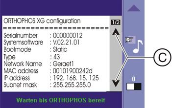 5 Bedienung Sirona Dental Systems GmbH 5.16 Info-Bildschirm aufrufen 8. Berühren Sie das blaue Dreieck in der rechten oberen Ecke des Touchscreens. Die Ebene 1 wird angezeigt.