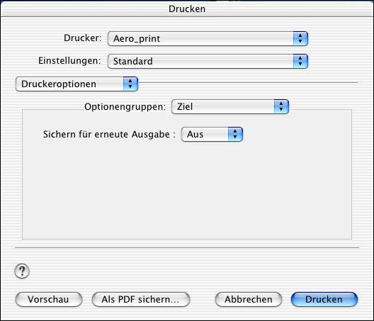 2-11 Drucken unter Mac OS X im nativen Modus Wenn bestimmte Informationen in den Feldern nicht an den Fiery EX2101 gesendet werden sollen, deaktivieren Sie das Kontrollkästchen links von der Option.