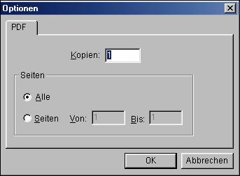 Fenster PostScript-Optionen (Windows) Fenster PDF-Optionen (Windows) Fenster PostScript-Optionen (Mac OS) Fenster PDF-Optionen (Mac OS) 8.