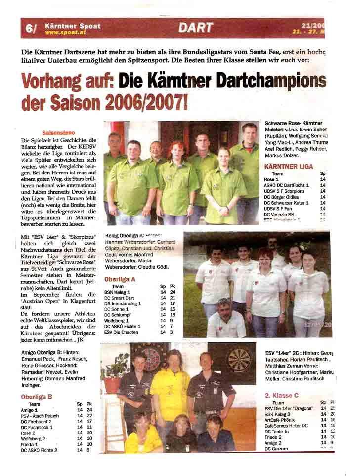 Kleine Zeitung vom 1. Mai 2007 Region Klagenfurt Klagenfurt Seite 31 Erfolge in Tirol DART.